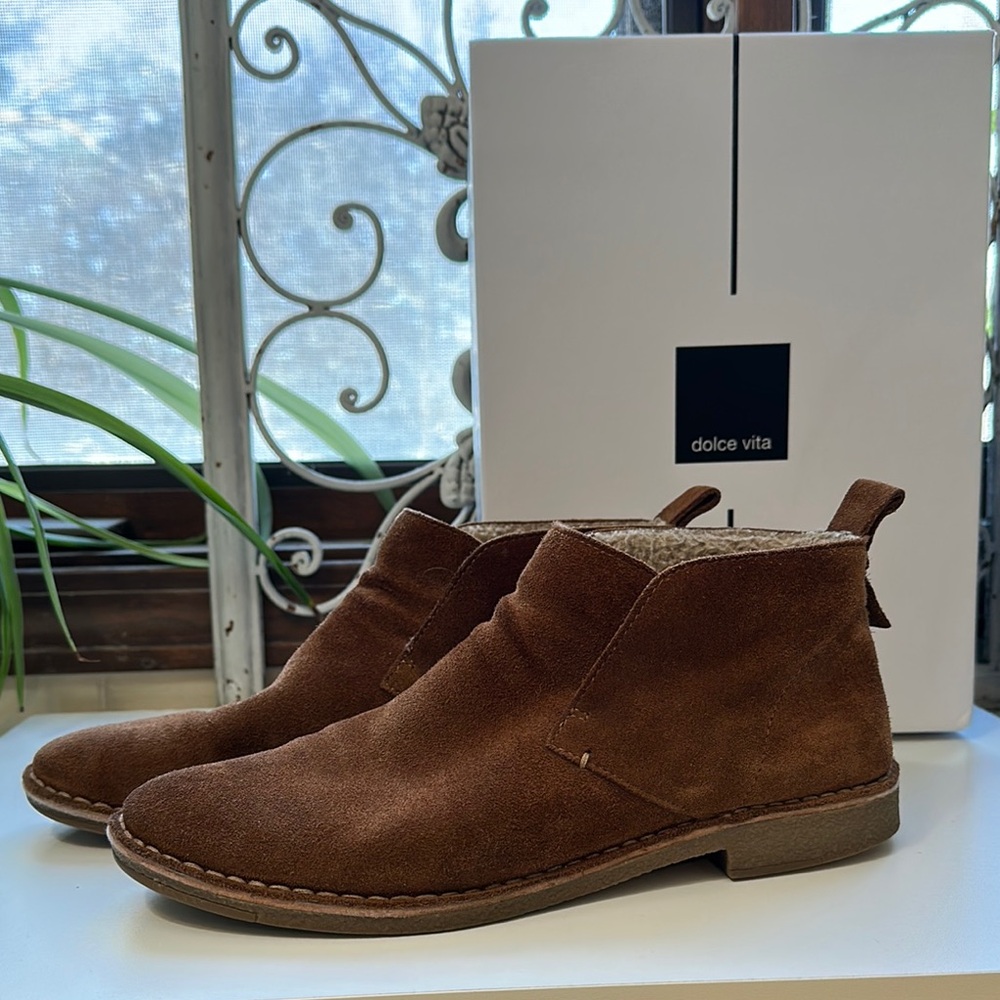 Dolce Vita Brown Ankle Boots with Suede Finish